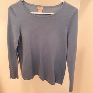 Chico's Petite Blue Long Sleeve Top